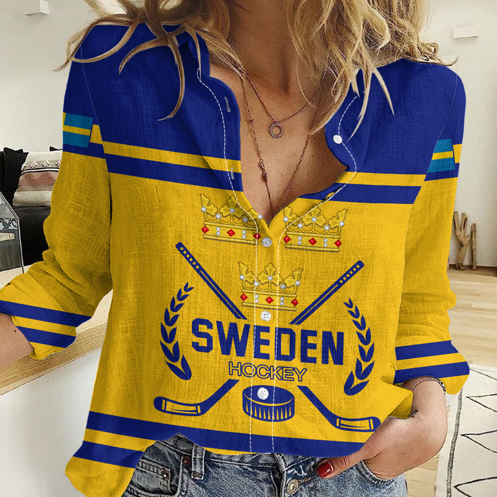 Sweden Hockey 2024 Women Casual Shirt Tre Kronor Come on