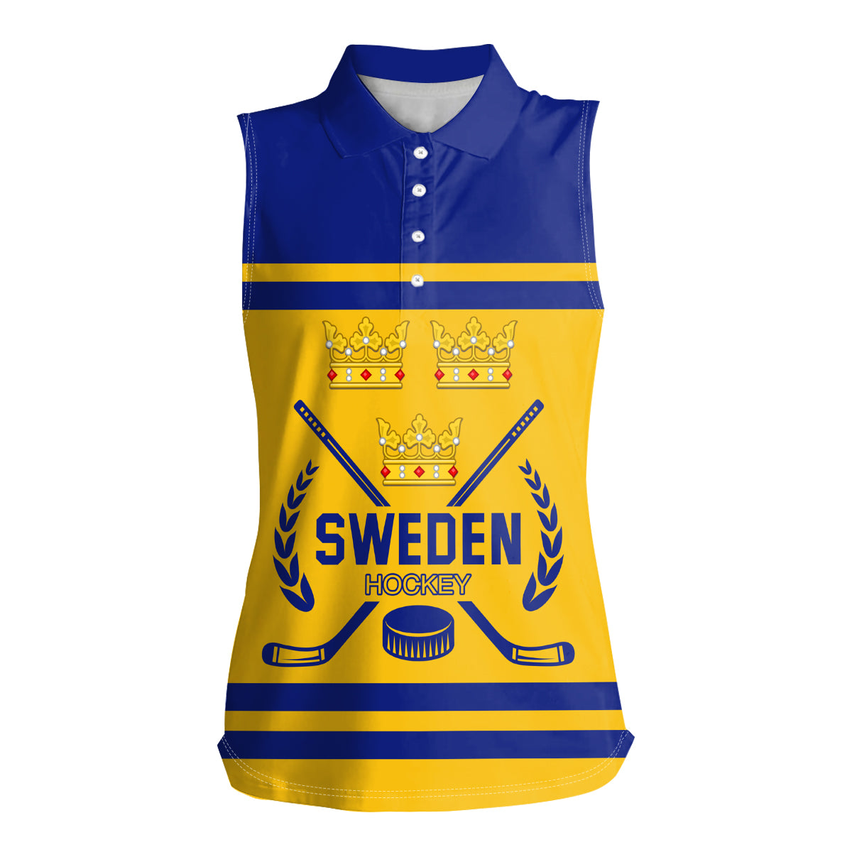 Sweden Hockey 2024 Women Sleeveless Polo Shirt Tre Kronor Come on