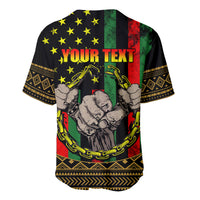 Black baseball jersey with Your Text on back, green red stripe, stars, fists and chains