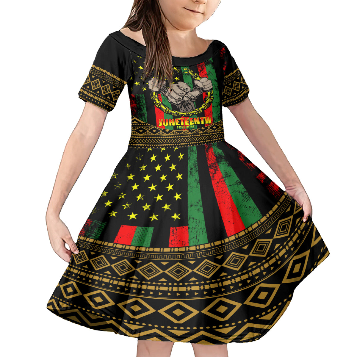 Juneteenth Celebration 2024 Kid Short Sleeve Dress Black History June 19 - Wonder Print Shop