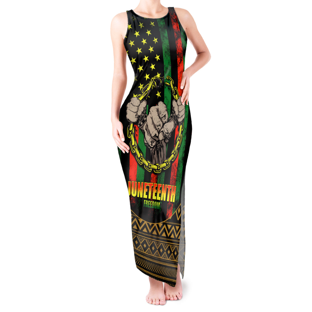 Juneteenth Celebration 2024 Tank Maxi Dress Black History June 19 - Wonder Print Shop