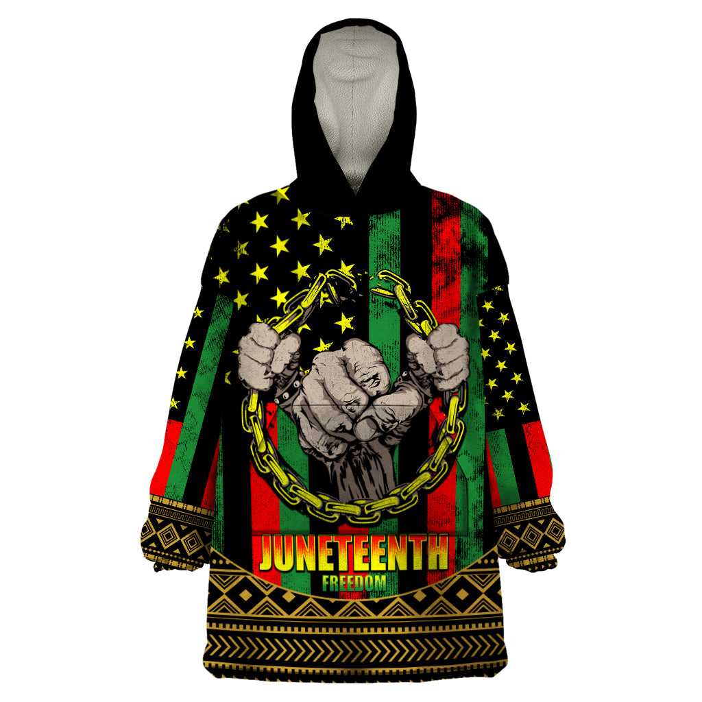 Juneteenth Celebration 2024 Wearable Blanket Hoodie Black History June 19 - Wonder Print Shop