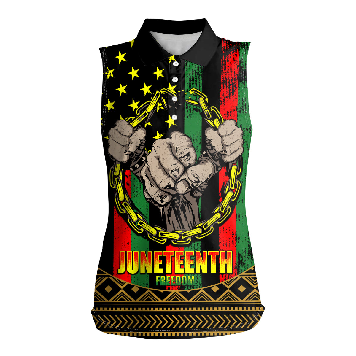 Juneteenth Celebration 2024 Women Sleeveless Polo Shirt Black History June 19 - Wonder Print Shop