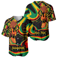 Black baseball jersey with colorful 1865-style graphic, short sleeves, button front