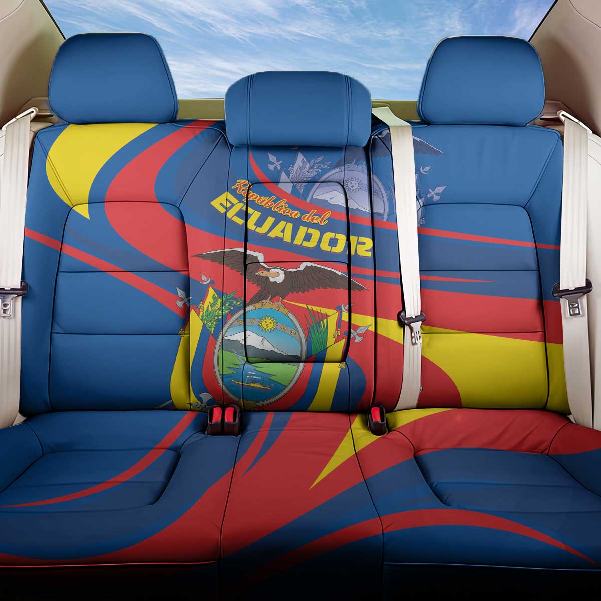 Ecuador Independence Day Back Car Seat Cover Dios patria y libertad - Wonder Print Shop