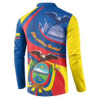Back colorblock long-sleeve button sweatshirt with Ecuador crest and ribbon graphic