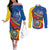 Ecuador Independence Day Couples Matching Off The Shoulder Long Sleeve Dress and Long Sleeve Button Shirt Dios patria y libertad