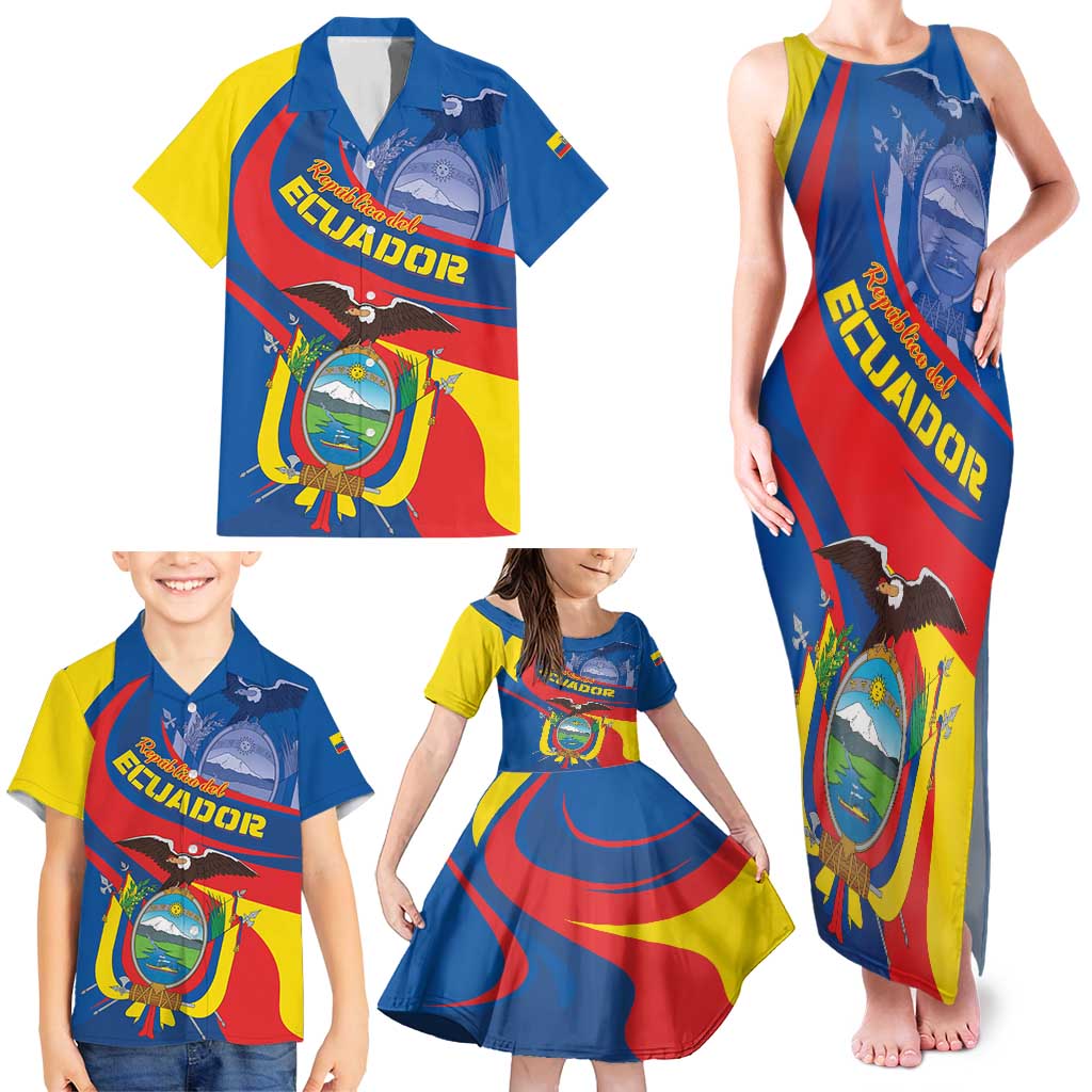 Ecuador Independence Day Family Matching Tank Maxi Dress and Hawaiian Shirt Dios patria y libertad - Wonder Print Shop