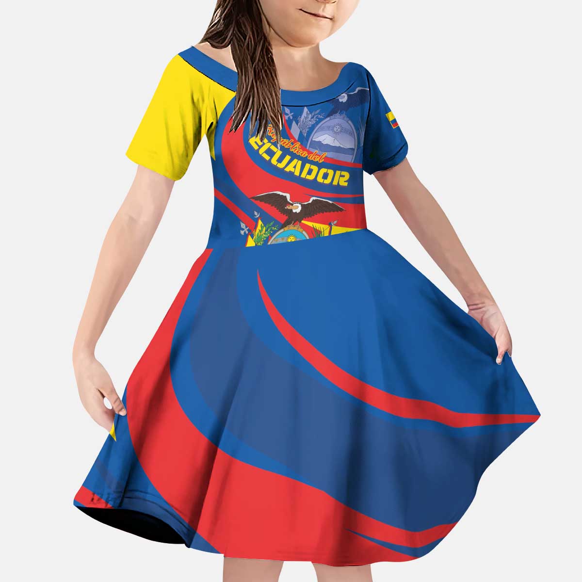 Ecuador Independence Day Kid Short Sleeve Dress Dios patria y libertad - Wonder Print Shop