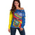 Ecuador Independence Day Off Shoulder Sweater Dios patria y libertad - Wonder Print Shop