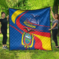 Ecuador patriotic quilt with blue, yellow, and red flag design and emblem