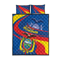 Ecuador quilt bed set with matching pillow shams, blue red yellow flag pattern