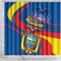 Ecuador Independence Day shower curtain with Ecuador flag and coat of arms