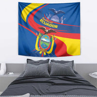Ecuador Independence Day wall tapestry with blue, red, and yellow flag waves and emblem