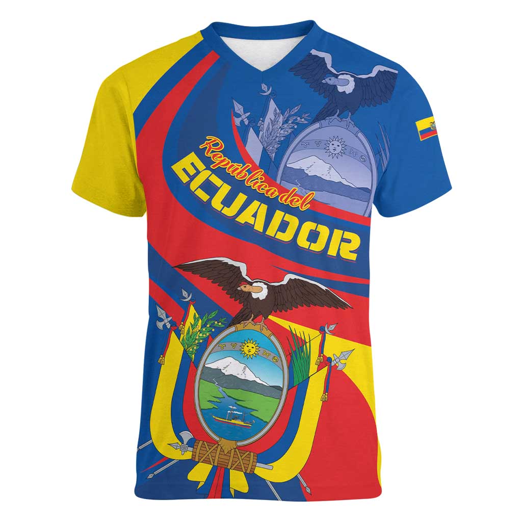 Ecuador Independence Day Women V-Neck T-Shirt Dios patria y libertad - Wonder Print Shop