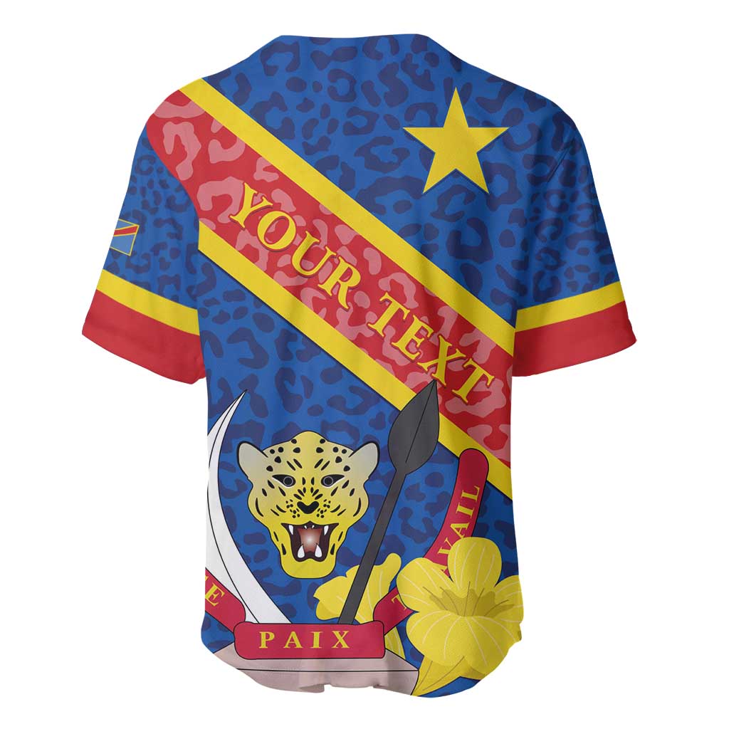 Blue leopard-pattern baseball jersey with back view sash, star, leopard head, and PAIX badge