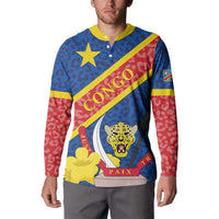 Blue button sweatshirt coat, Congo diagonal sash with leopard, flower print, yellow star, PAIX