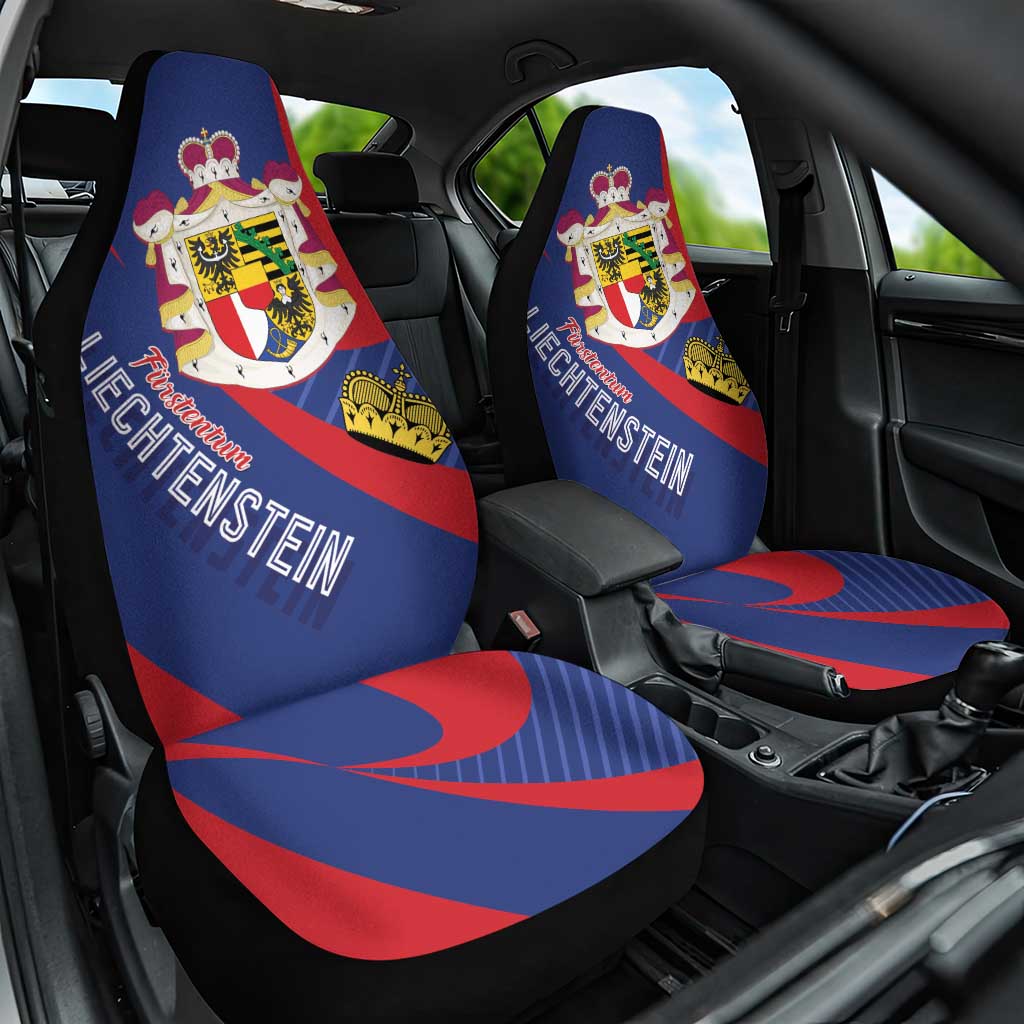 Liechtenstein Car Seat Cover Coat Of Arms Blue Red Color - Wonder Print Shop