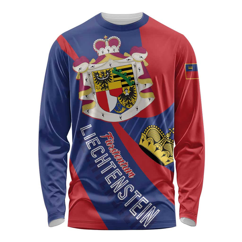 Liechtenstein Long Sleeve Shirt Coat Of Arms Blue Red Color - Wonder Print Shop