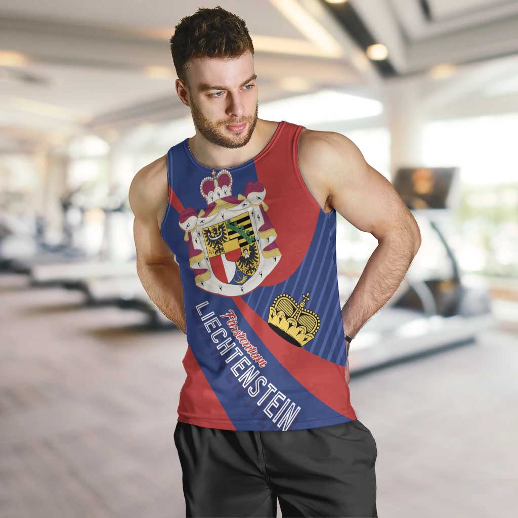 Liechtenstein Men Tank Top Coat Of Arms Blue Red Color - Wonder Print Shop