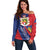 Liechtenstein Off Shoulder Sweater Coat Of Arms Blue Red Color - Wonder Print Shop