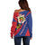 Liechtenstein Off Shoulder Sweater Coat Of Arms Blue Red Color - Wonder Print Shop