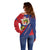 Liechtenstein Off Shoulder Sweater Coat Of Arms Blue Red Color - Wonder Print Shop