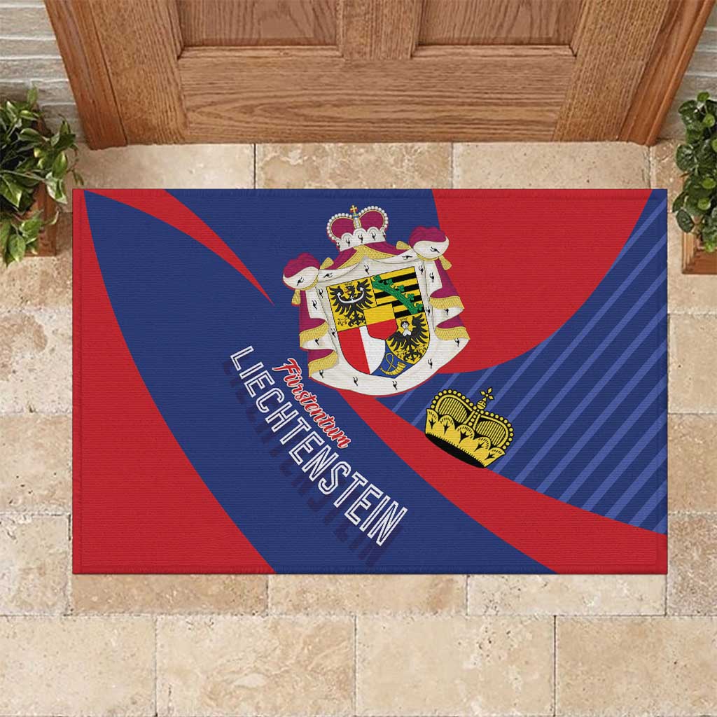 Liechtenstein Rubber Doormat Coat Of Arms Blue Red Color - Wonder Print Shop