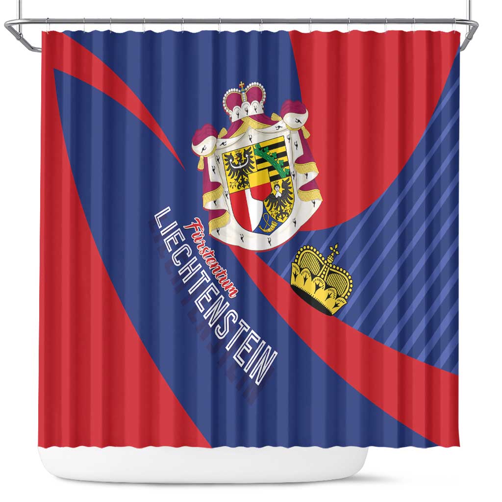 Liechtenstein Shower Curtain Coat Of Arms Blue Red Color