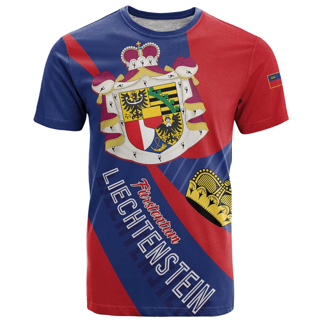 Liechtenstein T Shirt Coat Of Arms Blue Red Color - Wonder Print Shop