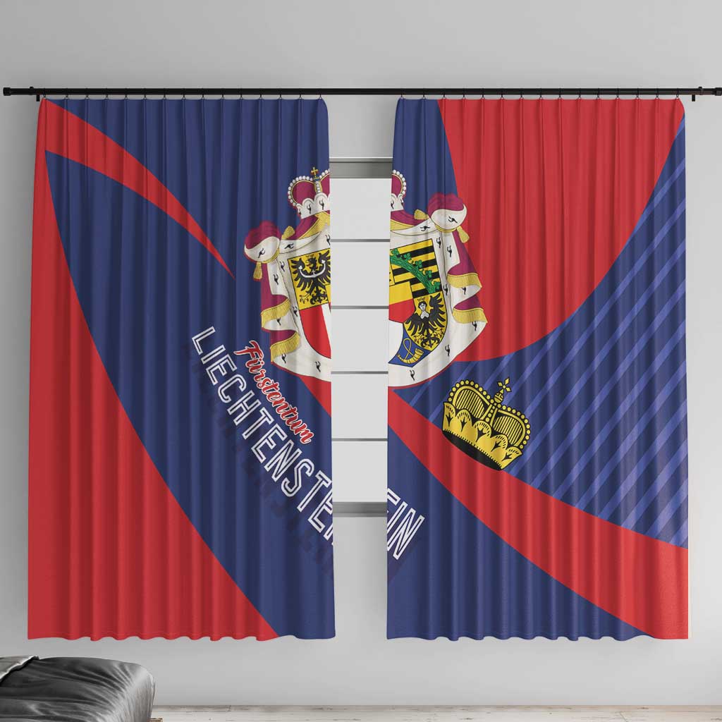 Liechtenstein Window Curtain Coat Of Arms Blue Red Color - Wonder Print Shop