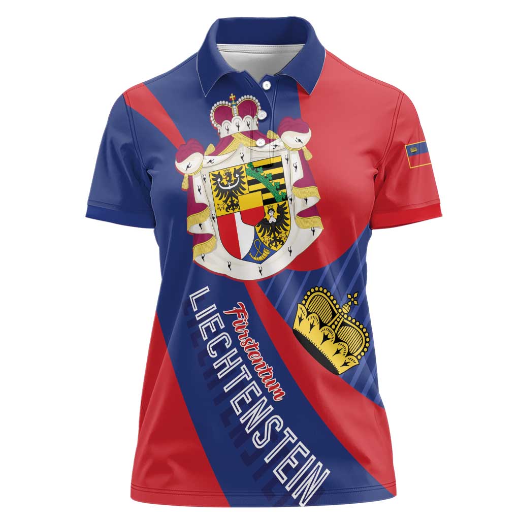 Liechtenstein Women Polo Shirt Coat Of Arms Blue Red Color - Wonder Print Shop