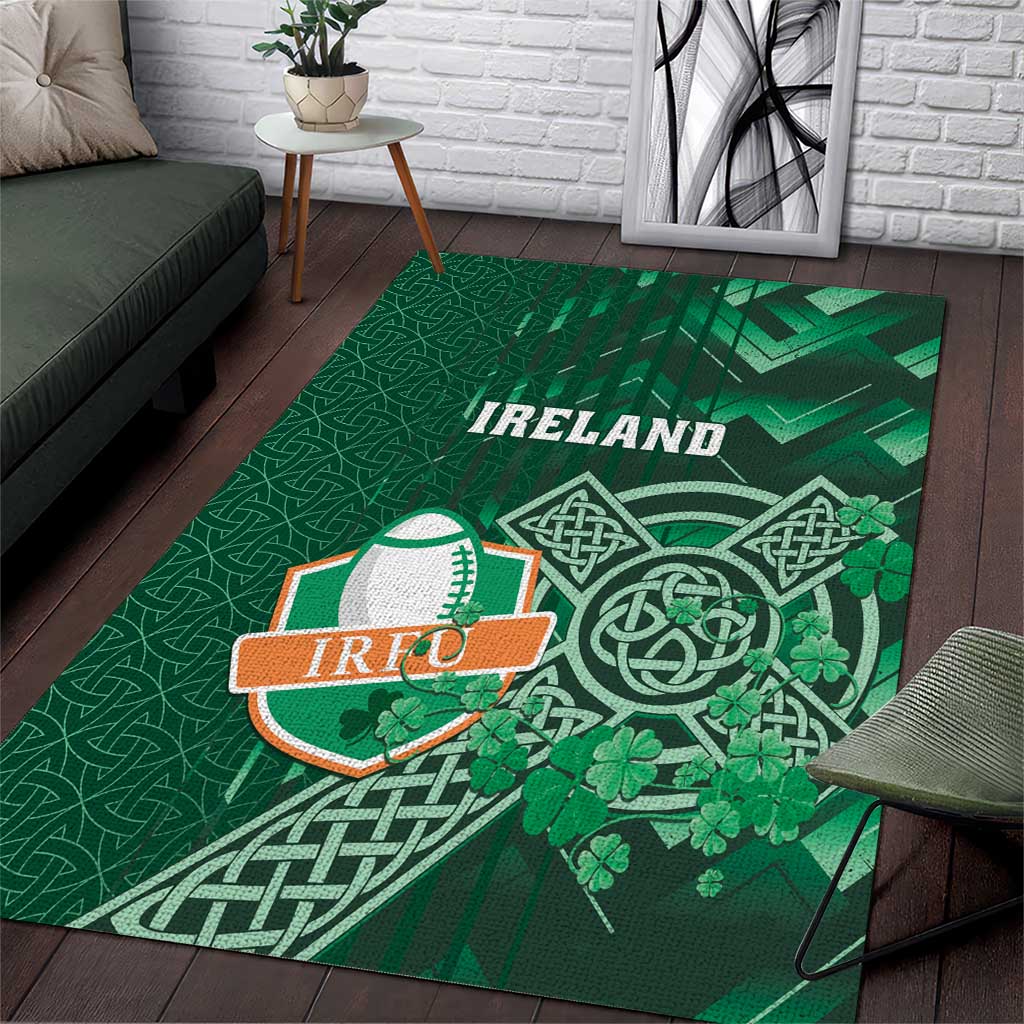 Ireland 2024 Rugby Area Rug Irish Shamrock Celtic Cross - Wonder Print Shop