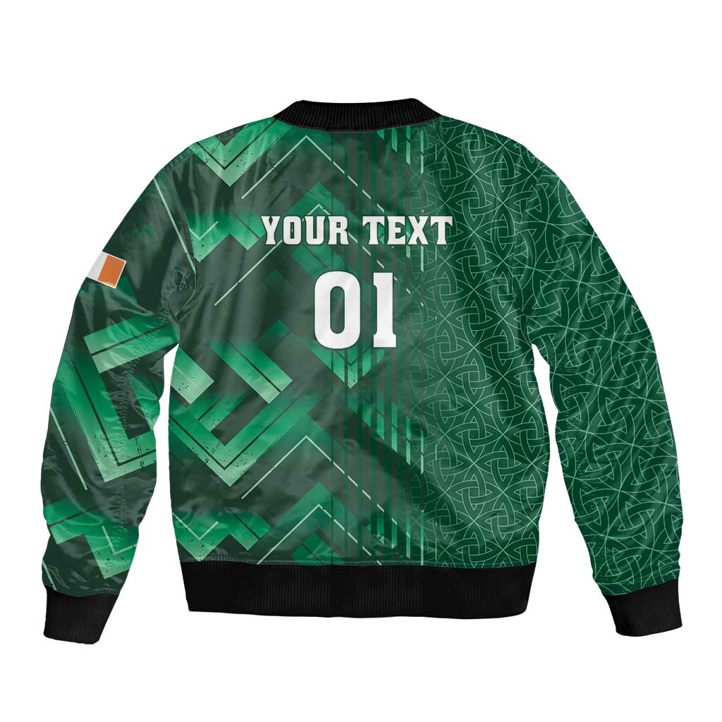 Unisex green bomber jacket back with YOUR TEXT and 01 print