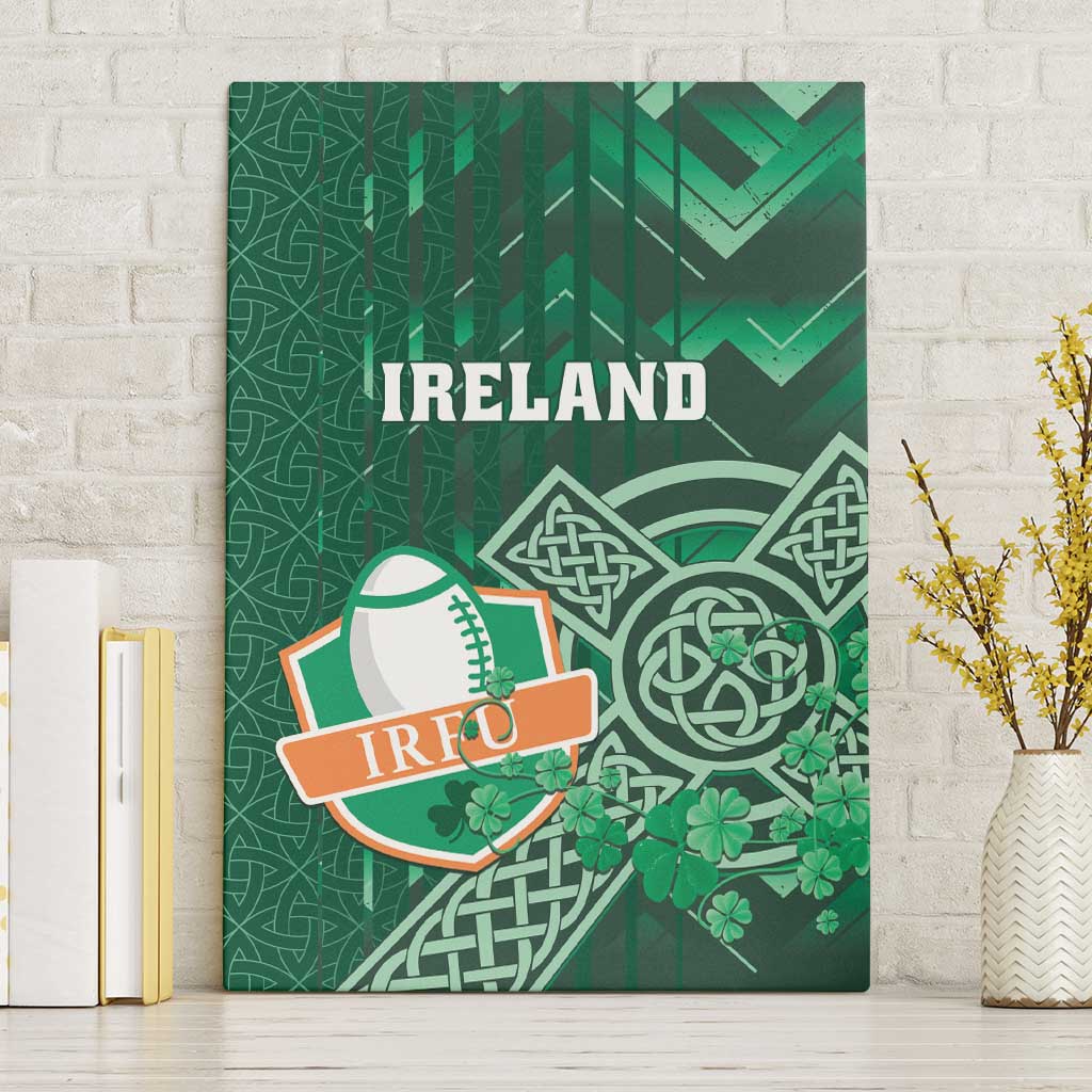 Ireland 2024 Rugby Canvas Wall Art Irish Shamrock Celtic Cross - Wonder Print Shop