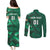 Ireland 2024 Rugby Couples Matching Puletasi and Long Sleeve Button Shirt Irish Shamrock Celtic Cross - Wonder Print Shop