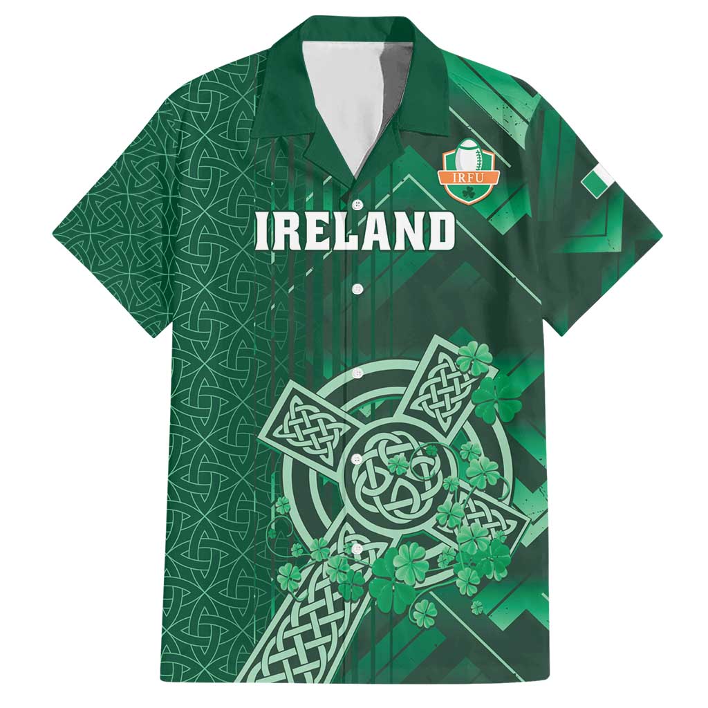 Ireland 2024 Rugby Hawaiian Shirt Irish Shamrock Celtic Cross - Wonder Print Shop