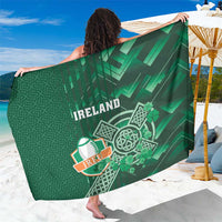 Green Ireland rugby sarong with IRFU crest and Celtic cross graphics