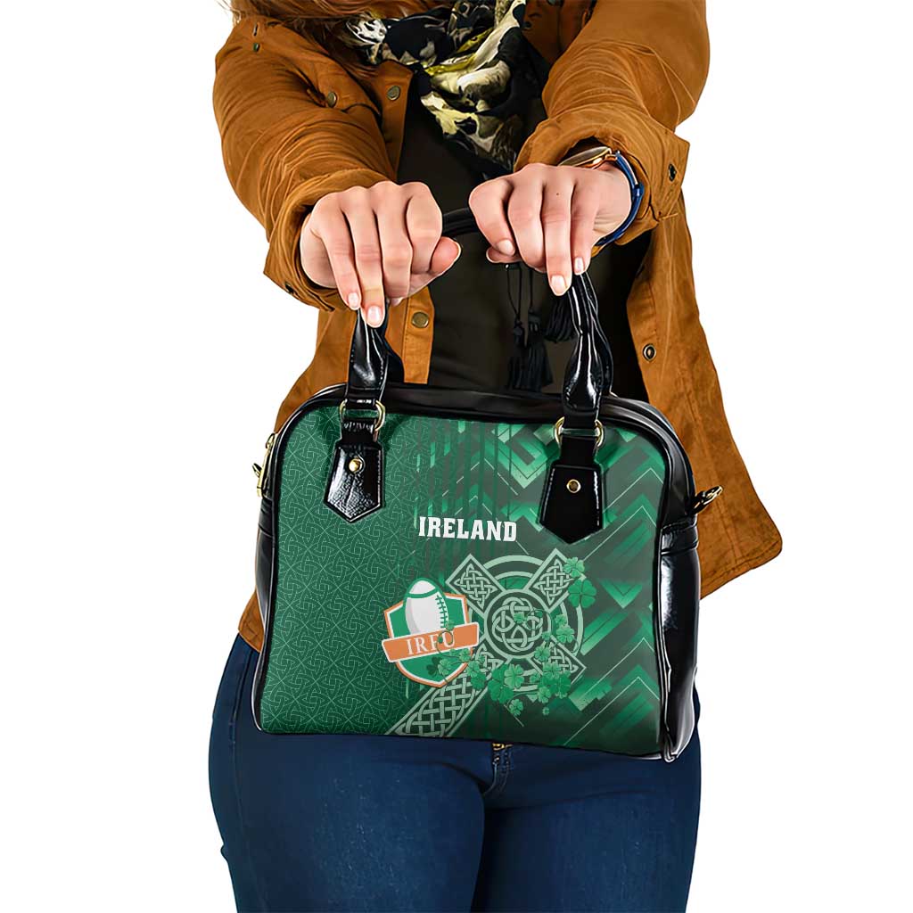 Ireland 2024 Rugby Shoulder Handbag Irish Shamrock Celtic Cross