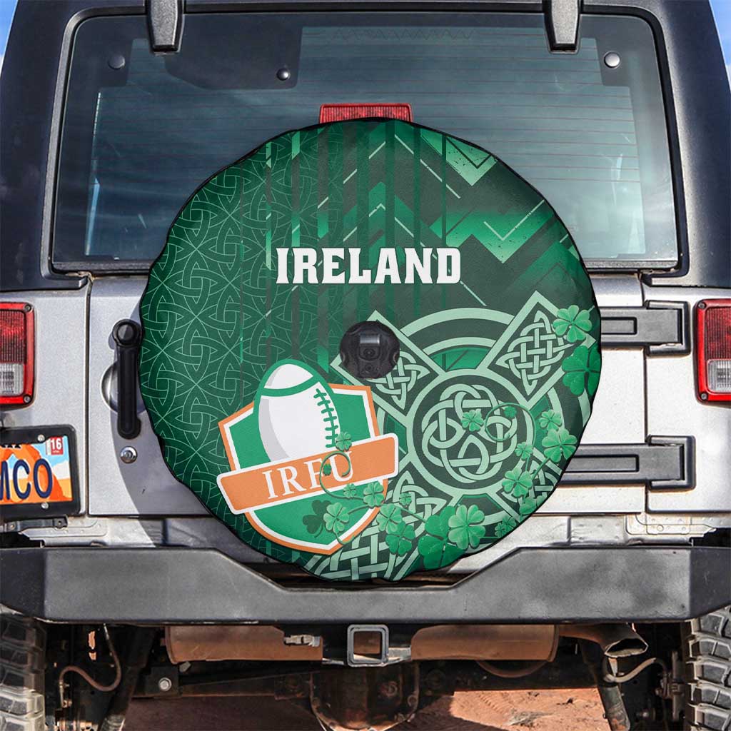 Ireland 2024 Rugby Spare Tire Cover Irish Shamrock Celtic Cross