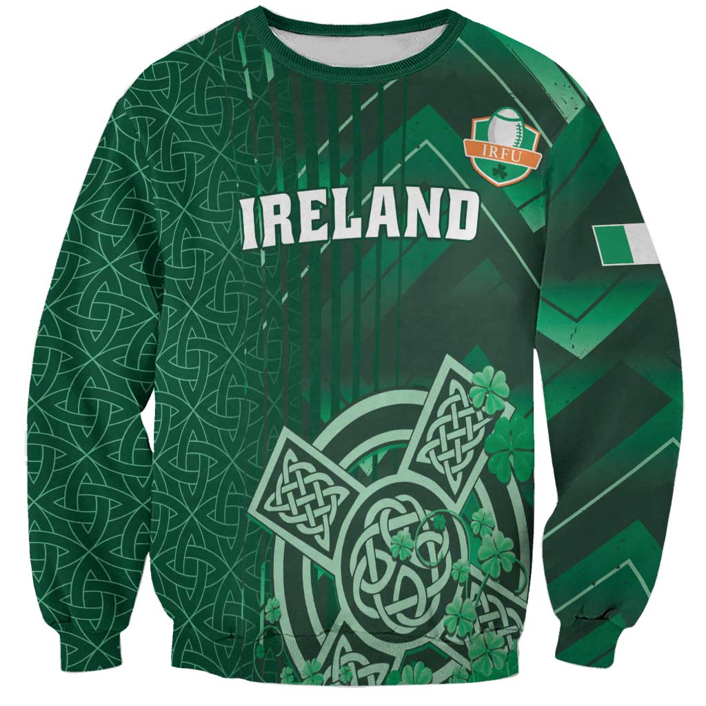 Ireland 2024 Rugby Sweatshirt Irish Shamrock Celtic Cross