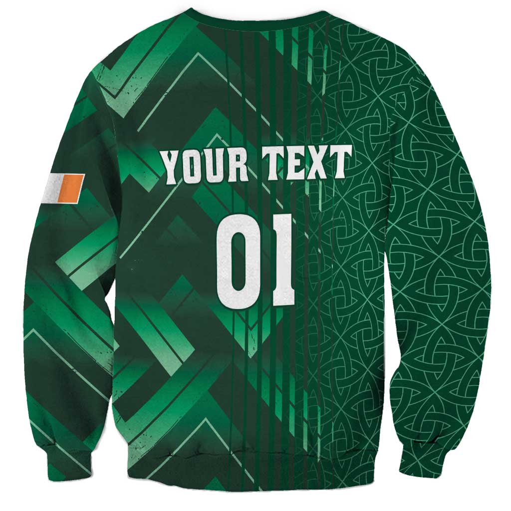 Green rugby sweatshirt with 'YOUR TEXT' and '01' front graphic