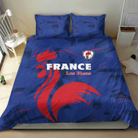 Blue France Les Bleus duvet cover set with two pillowcases and red rooster emblem
