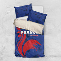 Blue France Les Bleus bedding set with duvet and two pillows, red rooster and logo