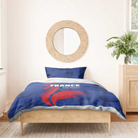 Blue France Les Bleus duvet and pillow with red rooster motif and France wordmark