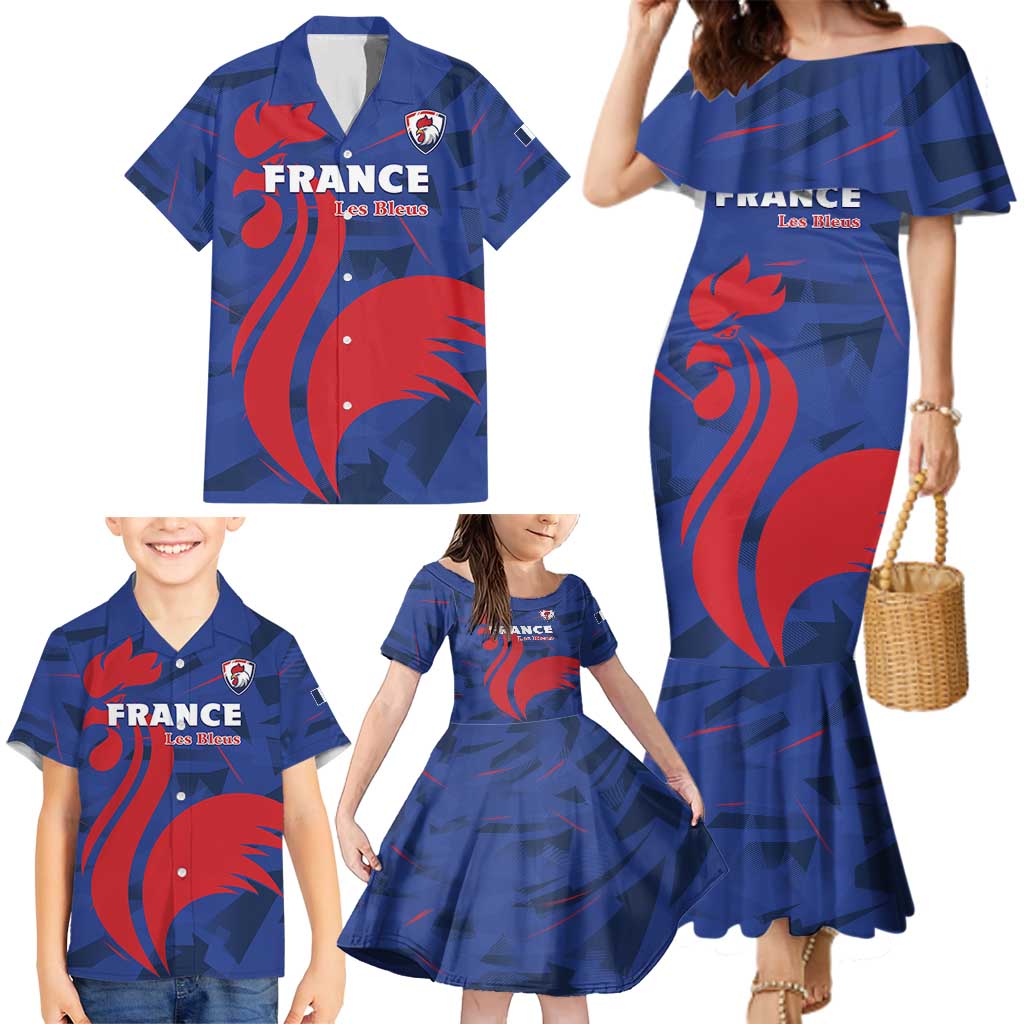 France 2024 Rugby Family Matching Mermaid Dress and Hawaiian Shirt Bravo Les Bleus - Wonder Print Shop