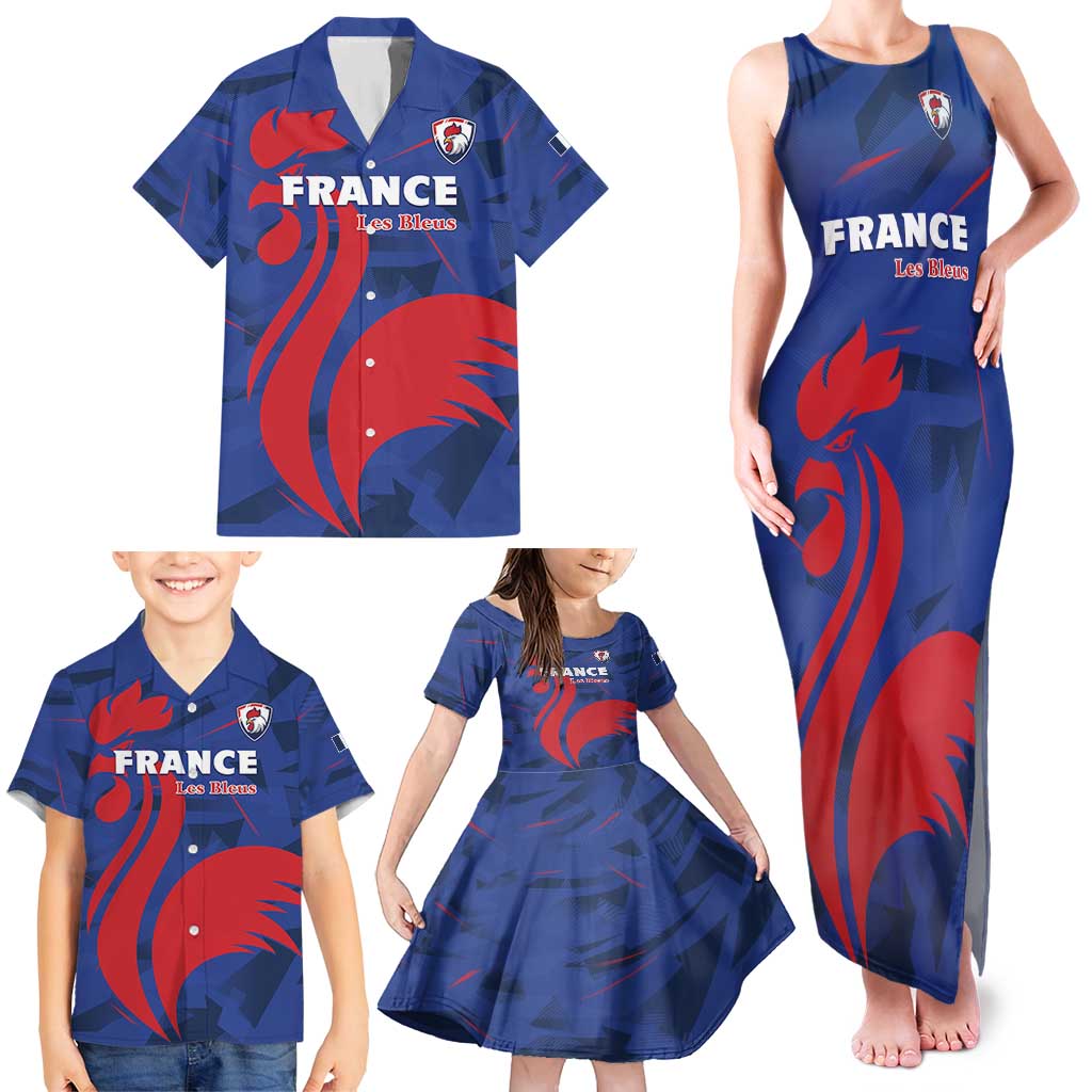 France 2024 Rugby Family Matching Tank Maxi Dress and Hawaiian Shirt Bravo Les Bleus - Wonder Print Shop