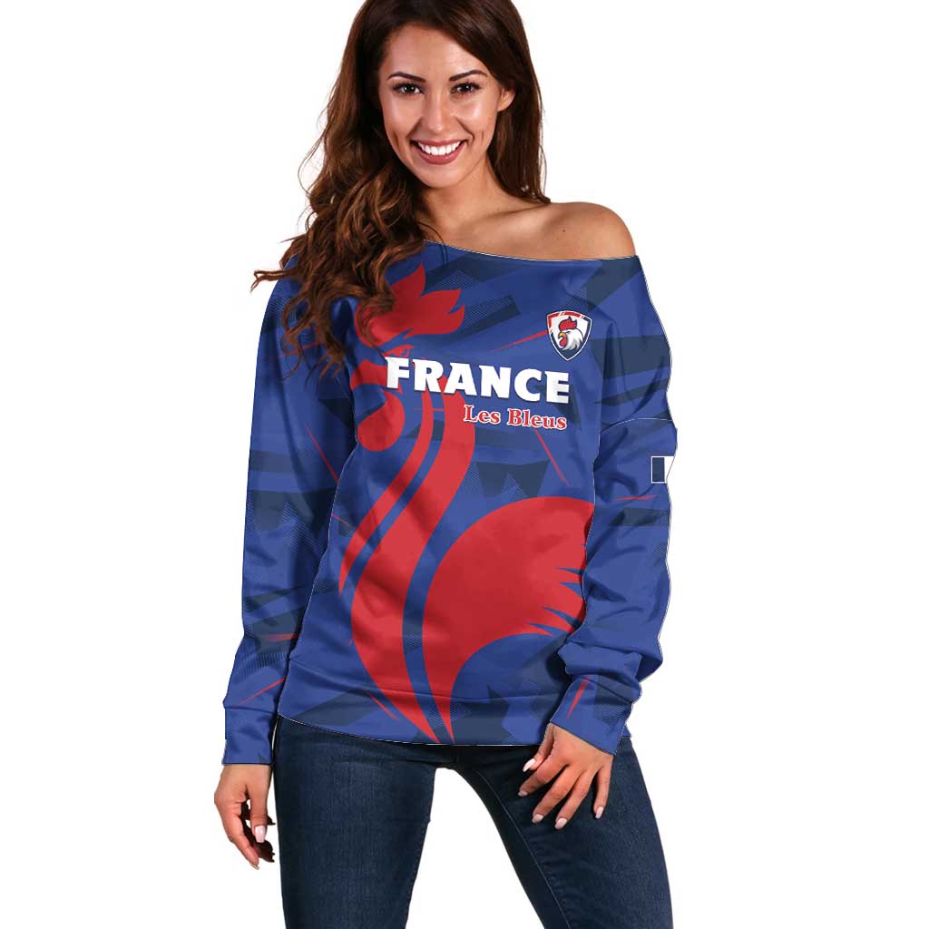 France 2024 Rugby Off Shoulder Sweater Bravo Les Bleus - Wonder Print Shop