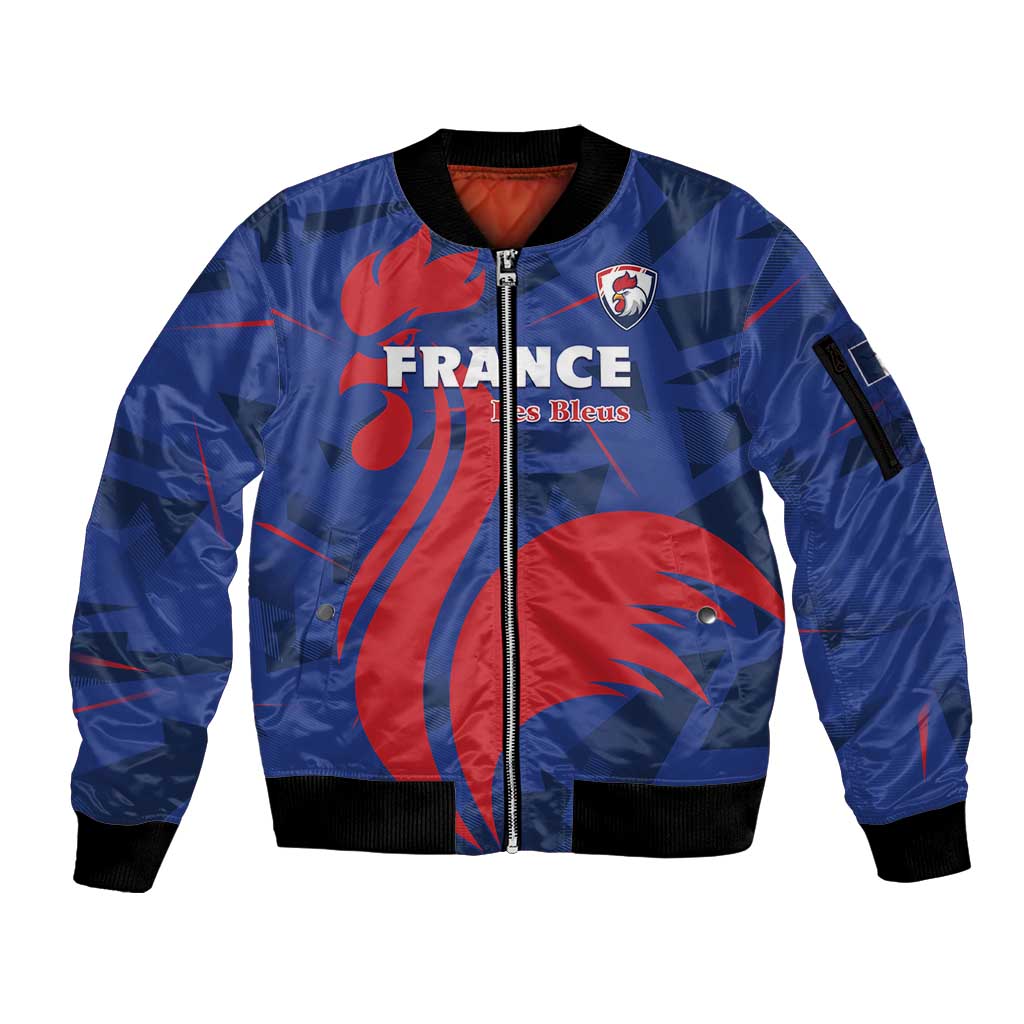 France 2024 Rugby Sleeve Zip Bomber Jacket Bravo Les Bleus