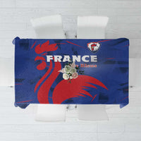 Blue France rugby tablecloth panel with “FRANCE Bleus” text and red rooster-style graphic